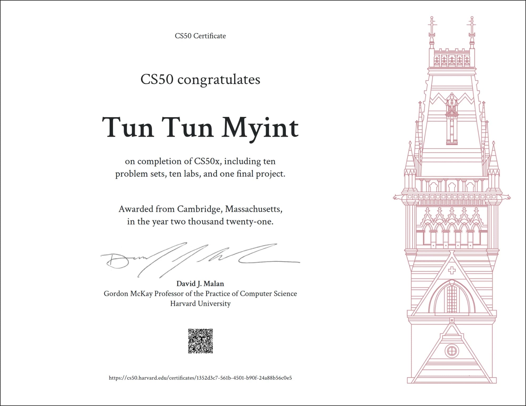 CS50: Introduction to Computer Science certificate